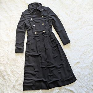 Erin Snow Black Insulated Double Breasted Full Length Peacoat